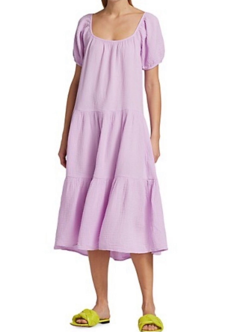 Honorine Lilac Gauze Midi Dress Scoop neck sundress. Size Extra Small